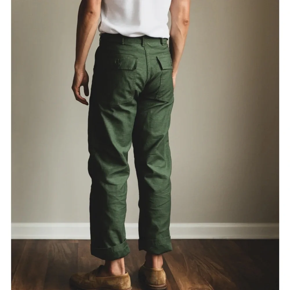 ORSLOW Regular Fit Fatigue Pants Army Green Mens Military Pockets Sz US XL - Picture 2 of 14